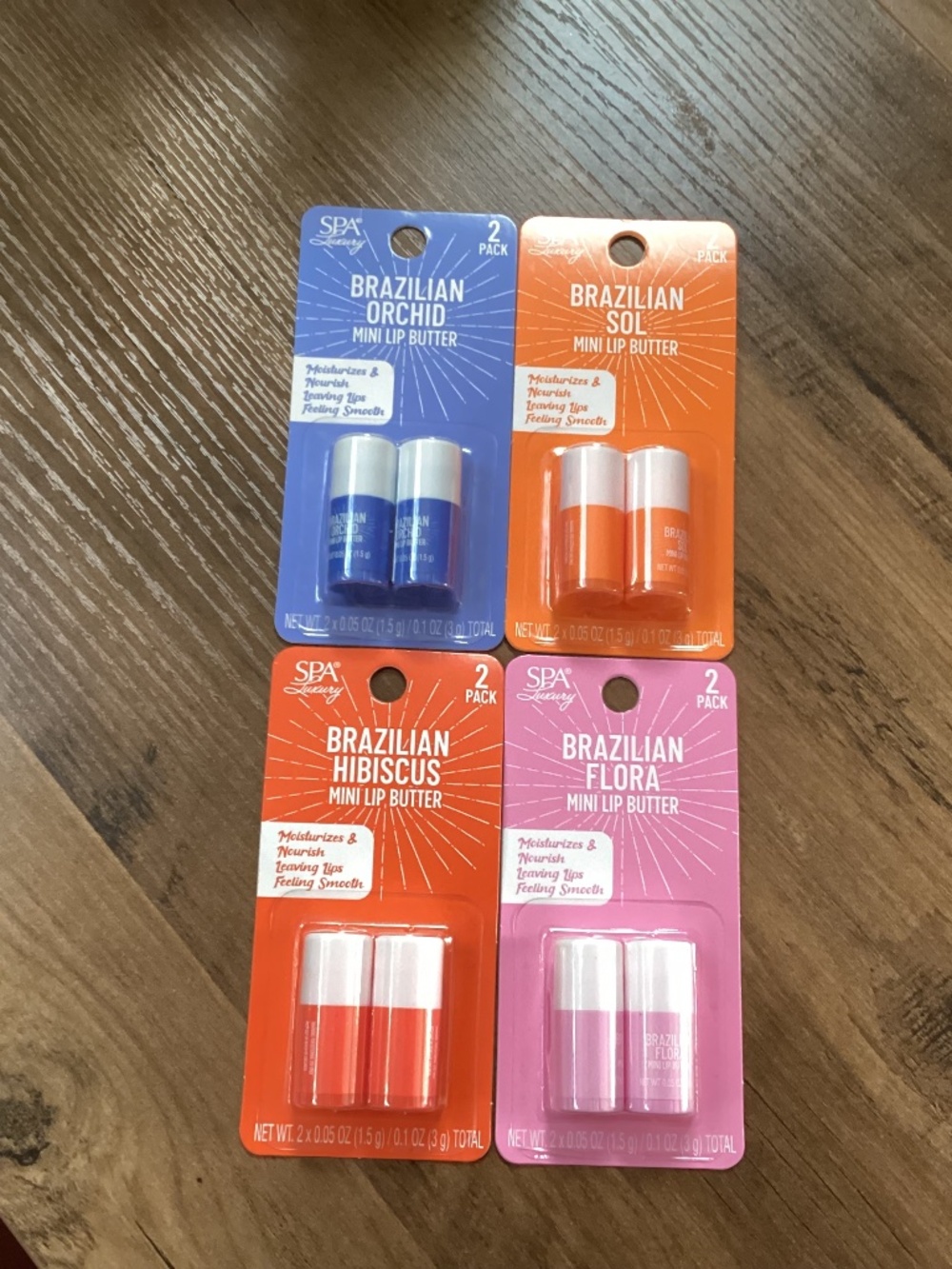 SPA Luxury Brazilian Mini Lip Butter 4 Flavors Bundle NEW